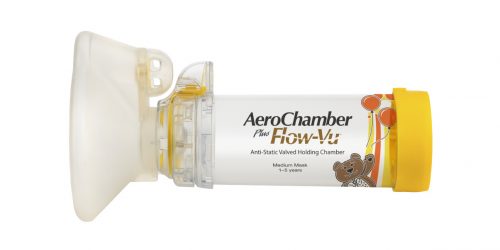 Produkt - AeroChamber Plus Flow-Vu z maską dla dzieci (Żółty)