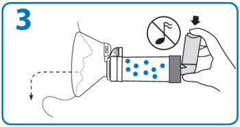 AeroChamber użycie z maską - 3. krok AeroChamber użycie z maską - 3. krok