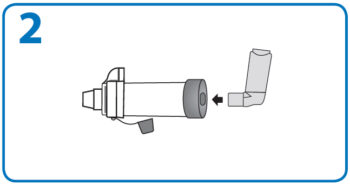 AeroChamber użycie z ustnikiem – 2. krok